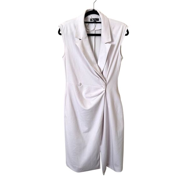 NICOLE MILLER Blazer Sheath Knee Length Dress‎ Light Gray Sz 2 - Picture 2 of 5